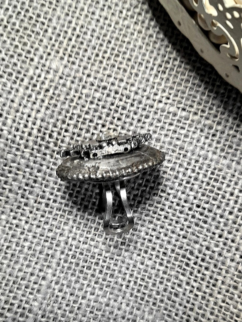 Geometric Rhinestone Ring Soldered To Look Vintage - Picture 4 of 4